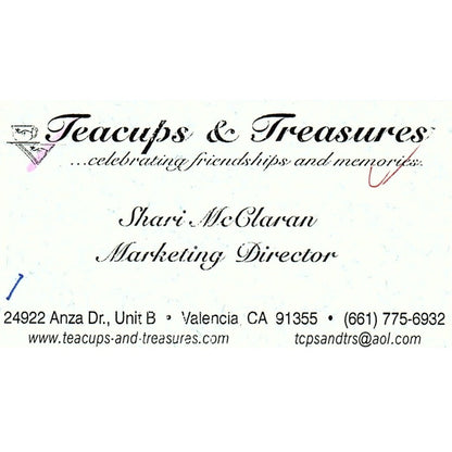 Teacups & Treasures Shari McClaran Valencia CA Vintage Business Card SC9-B10