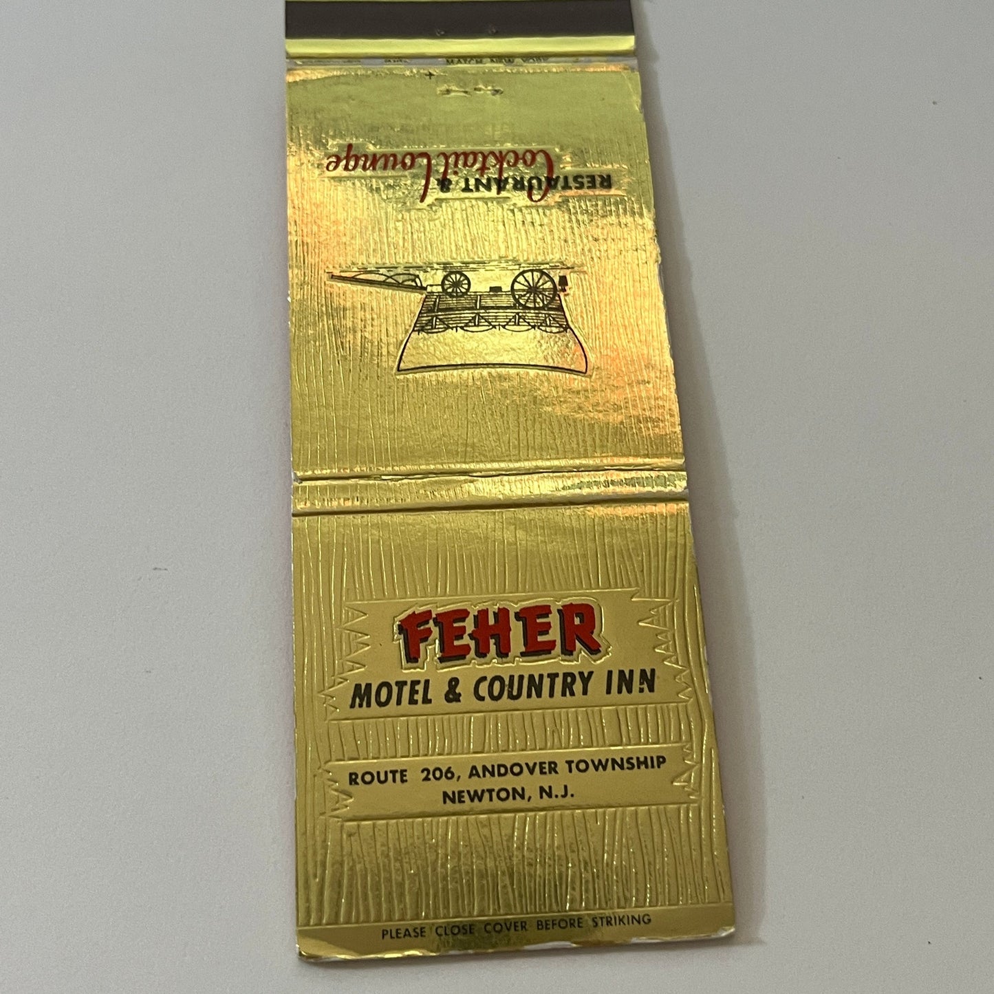Feher Motel & Country Inn Newton NJ Vintage Matchbook Cover TB6-MB2-6