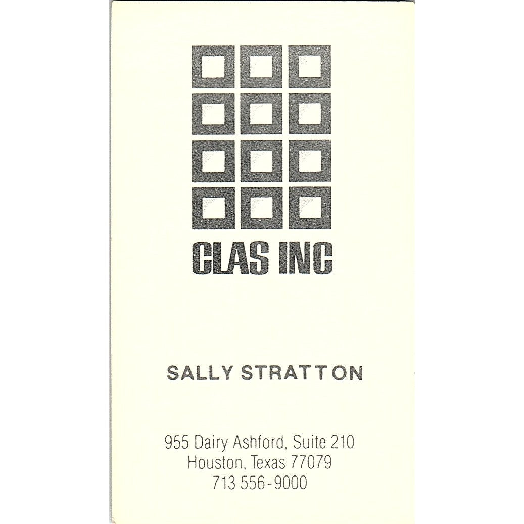 Clas Inc Sally Stratton Houston Texas Vintage Business Card SB4-B9