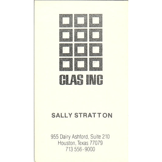 Clas Inc Sally Stratton Houston Texas Vintage Business Card SB4-B9