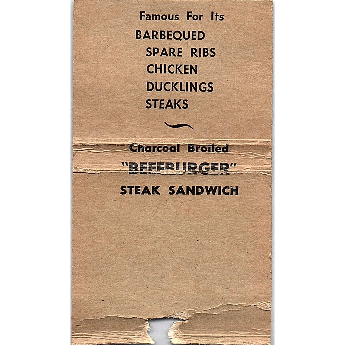 The Charcoal Pit Restaurant Montreal Vintage Matchbook TB6-MB2-12