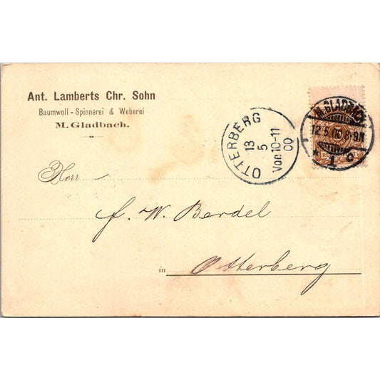 Ant. Lamberts Chr. Sohn M. Gladbach F.W. Berdel 1900 German Postcard TE2-GRQ