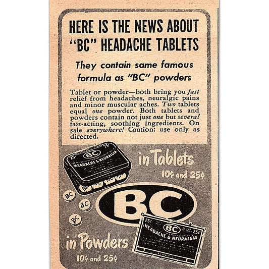 BC Headache and Neuralgia Treatment Products 1948 Ad AF8-M4