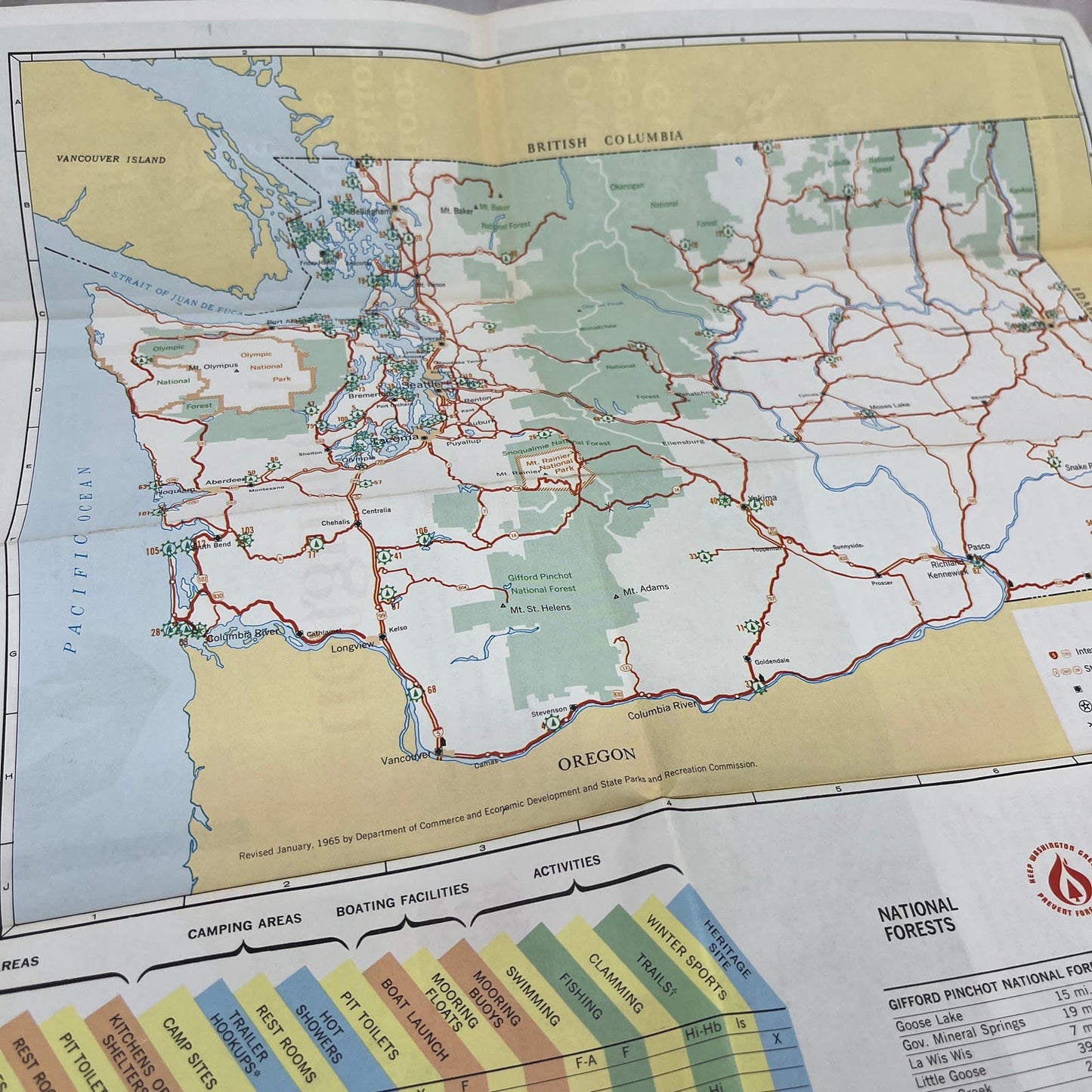 1965 Washington State Outdoor Recreation Guide Map and Travel Brochure TI8-S4