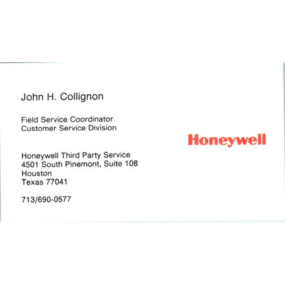 John H. Collignon Honeywell Houston TX Vintage Business Card SE3-B3