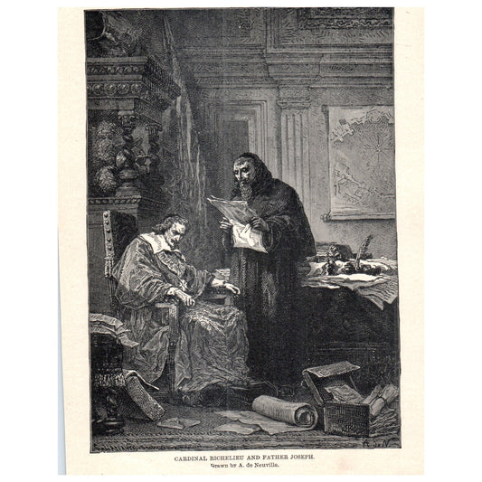 Cardinal Richelieu and Father Joseph 1911 Engraving Print AF5-11