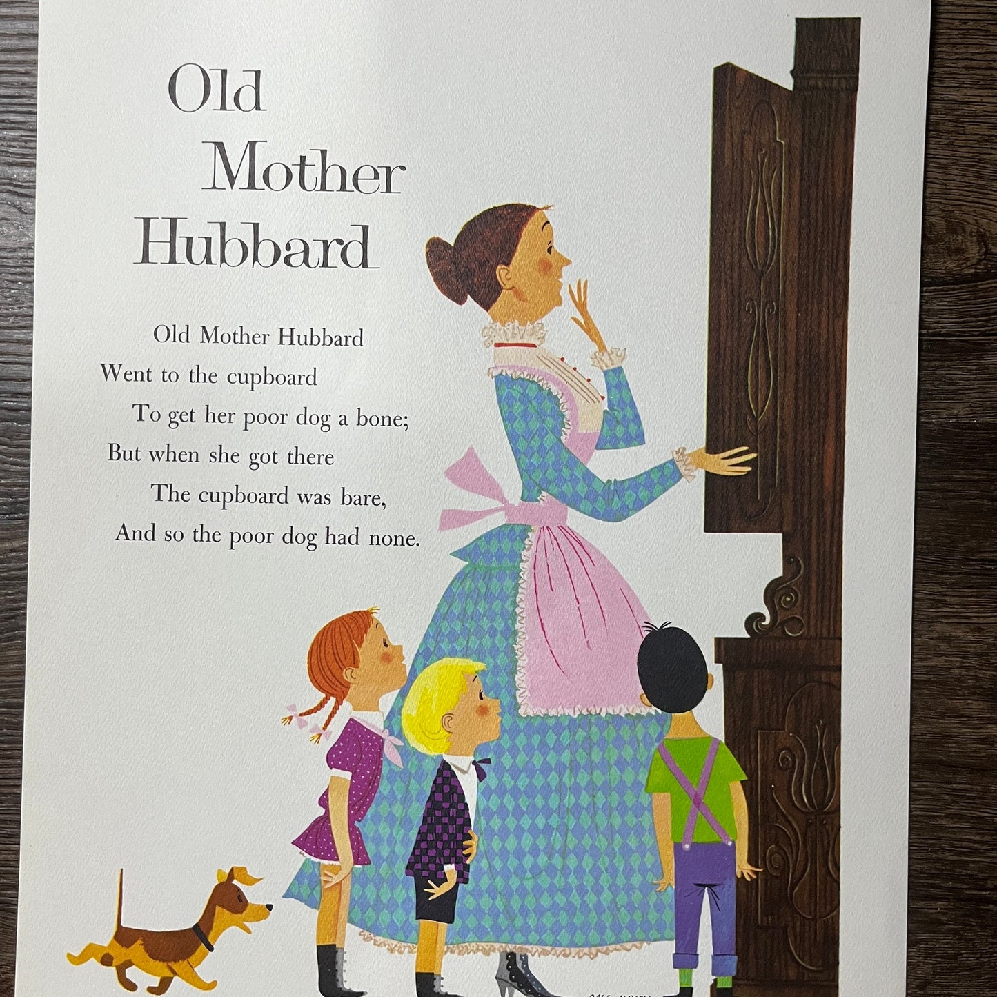 Old Mother Hubbard Vintage Dale Maxy Mother Goose Lithograph Art Print 11x14 V9