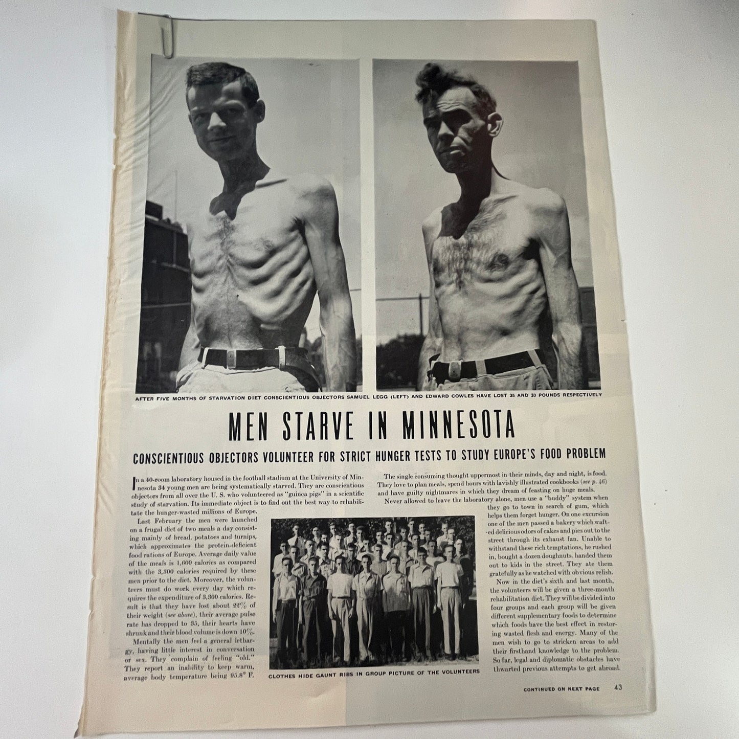 Men Starve in Minnesota Hunger Strike 2 Pages 1940s WWII Era Article V29-5