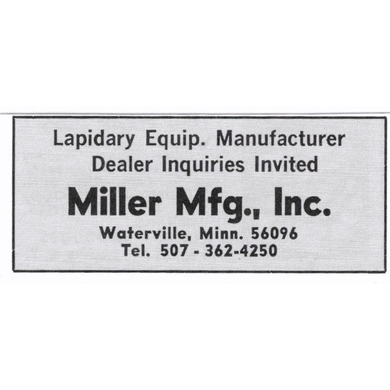 Miller Mfg Inc Lapidary Waterville Minnesota 1972 Ad AF8-S5