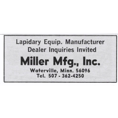 Miller Mfg Inc Lapidary Waterville Minnesota 1972 Ad AF8-S5