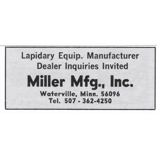 Miller Mfg Inc Lapidary Waterville Minnesota 1972 Ad AF8-S5