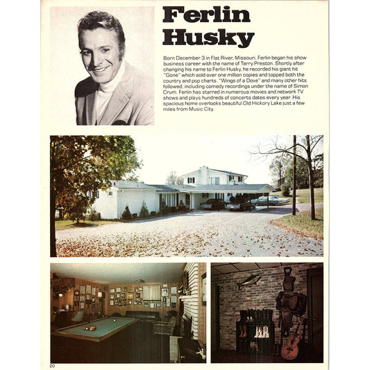 Ferlin Husky - Jim Ed Brown Double Sided Bio & Home 1977 Photo Print AF3-6