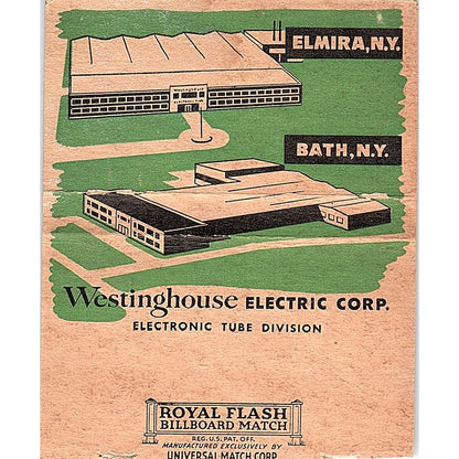 Westinghouse Reliatron Tubes Wausau WI Vintage Large Matchbook Cover TH2-Y3