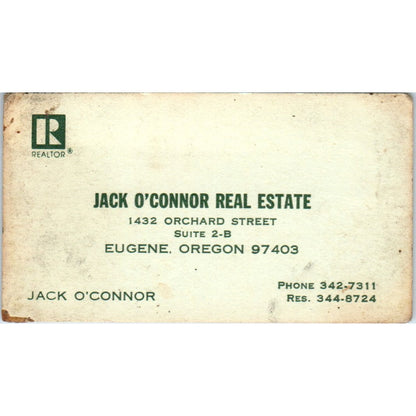 Jack O'Connor Real Estate Eugene Oregon Vintage Business Card SD8-B2
