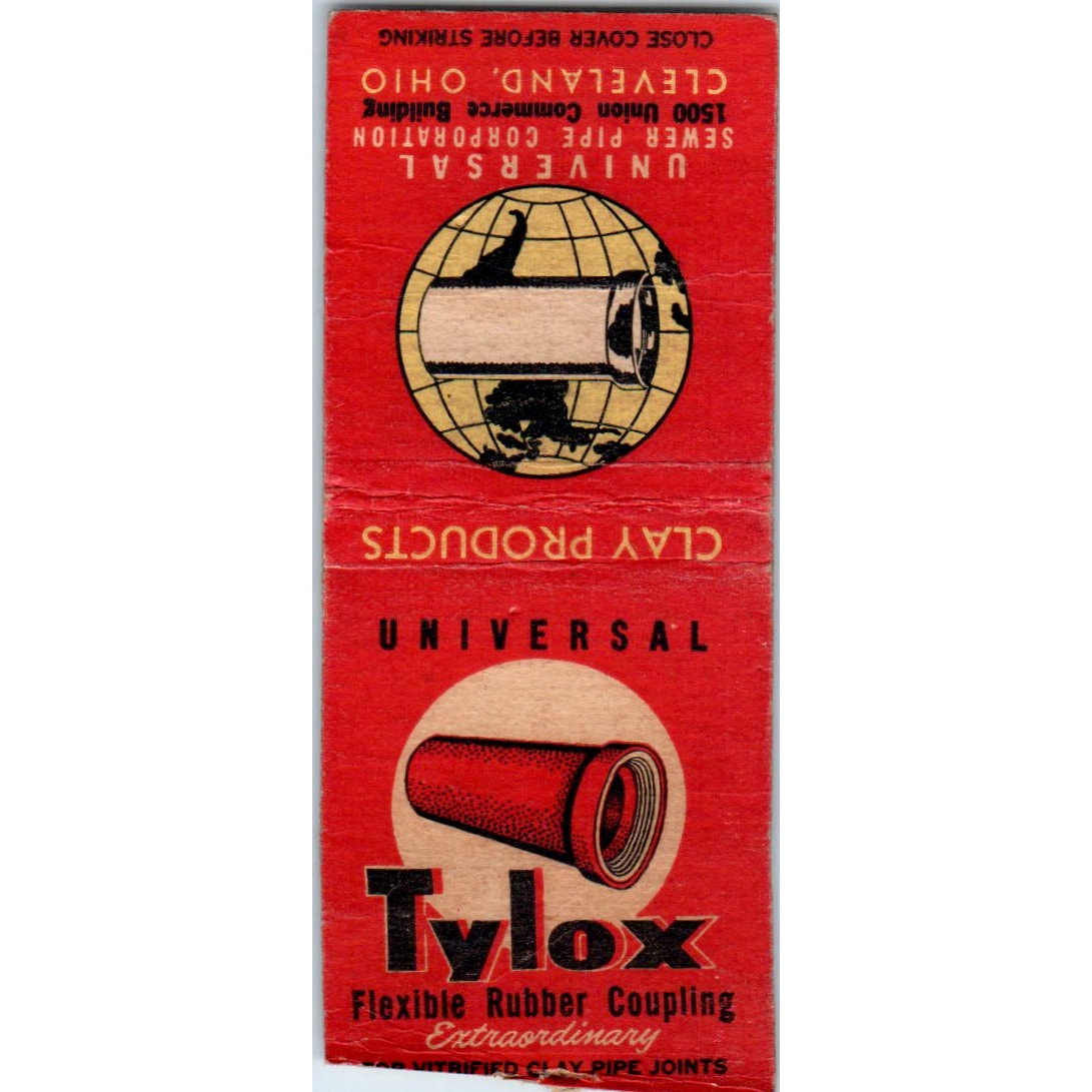 Universal Sewer Pipe Co Clay Products Cleveland Tylox Vtg Matchbook Cover SD2-Y2