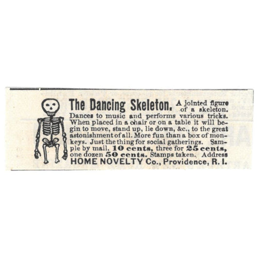 The Dancing Skeleton Halloween Decoration Novelty c1890 Victorian Ad AE9-CH2