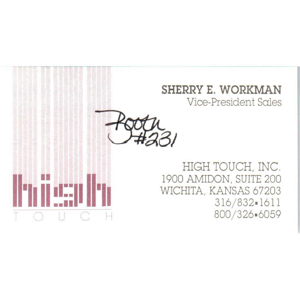 Sherry E. Workman High Touch Inc Wichita KS Vintage Business Card SD8-B21