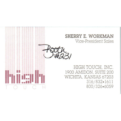Sherry E. Workman High Touch Inc Wichita KS Vintage Business Card SD8-B21