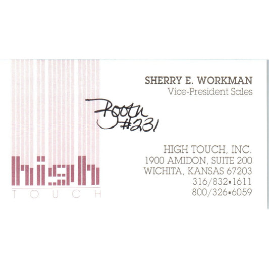 Sherry E. Workman High Touch Inc Wichita KS Vintage Business Card SD8-B21