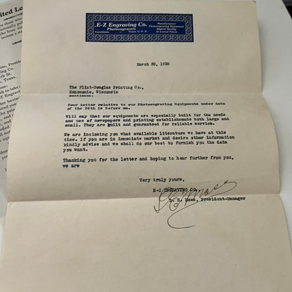 1938 E-Z Engraving Co Sales Material Packet Texarkana Texas B1