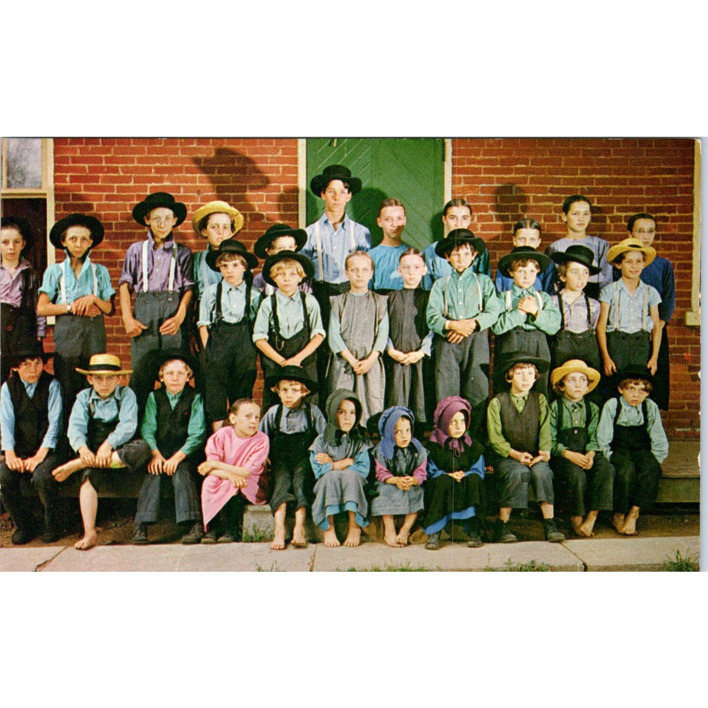 Amish Children at School Pennsylvania Dutch Country Vintage Postcard PD5