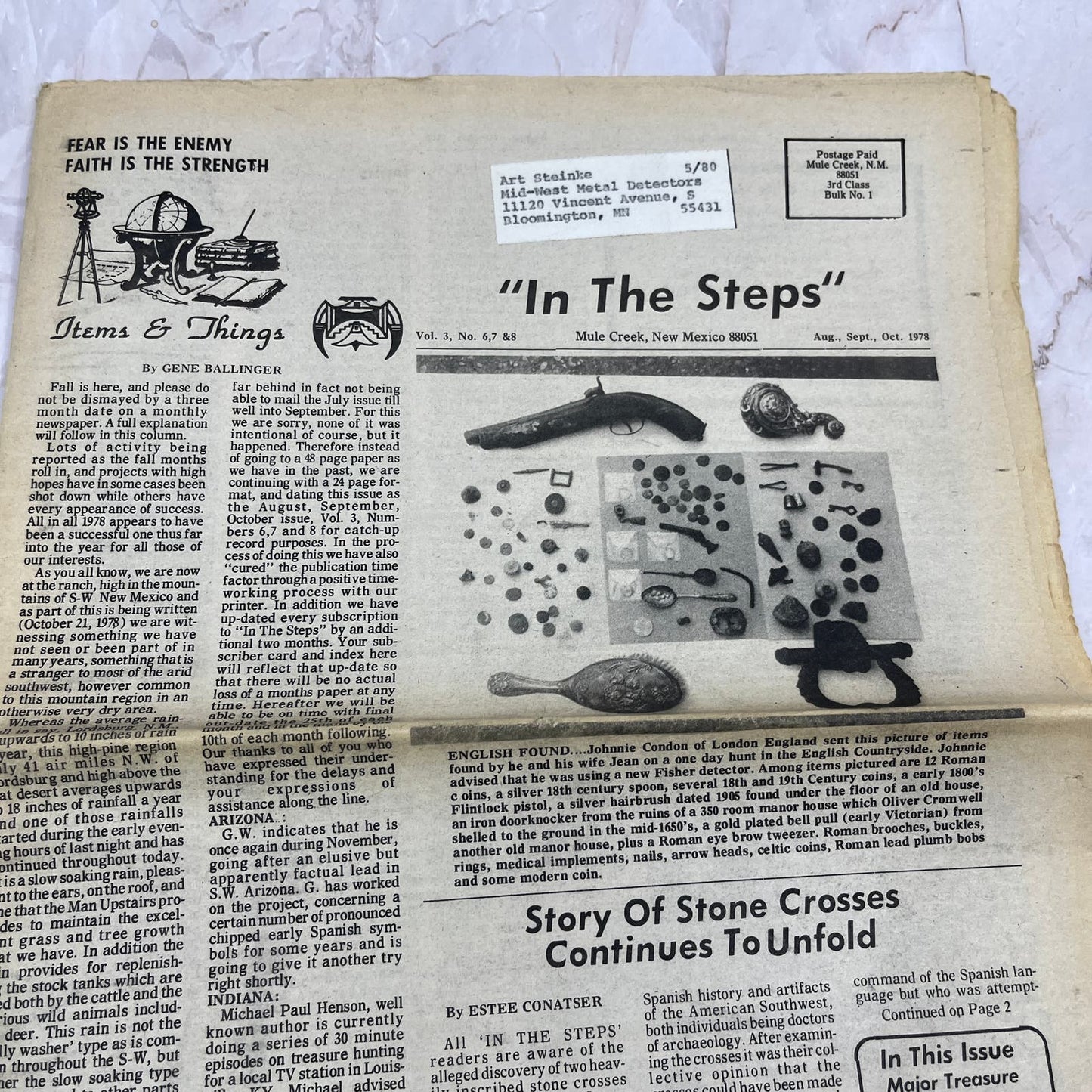 1978 Aug - In the Steps of the Treasure Hunter Newspaper - Mule Creek NM M11
