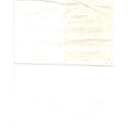 1974 Auction Bulletin Cecil Furniture Sales Lot Madison NC Danny Brewer AF1-RR6