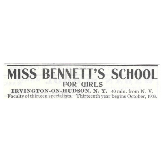 Miss Bennett's School for Girls Irvington-on-Hudson NY 1903 Magazine Ad AF7-SS5