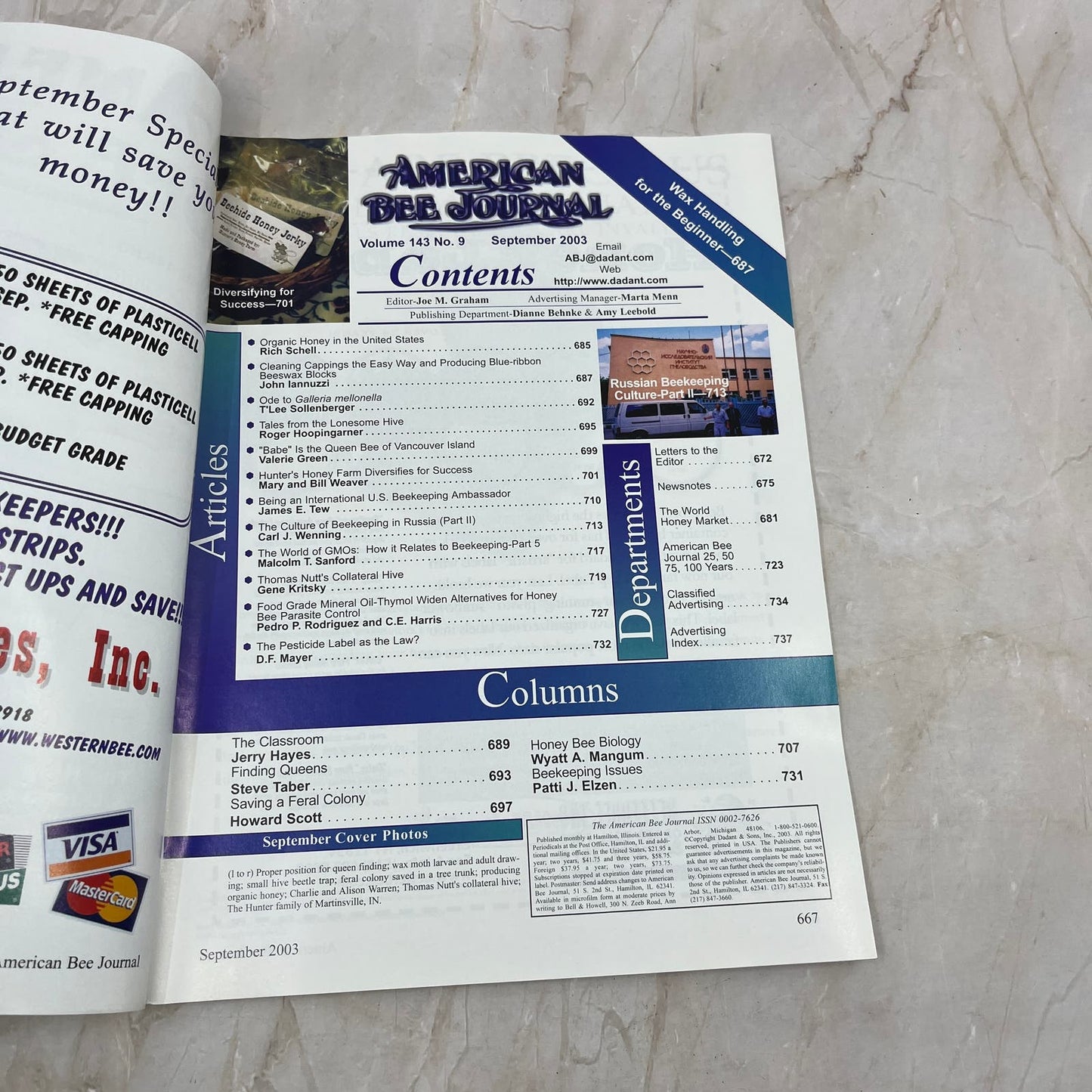 2003 Sept American Bee Journal Magazine Bees Beekeeping Honey M7