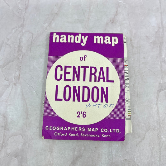 1960s Handy Map of Central London Fold Out Travel Map ML1-7