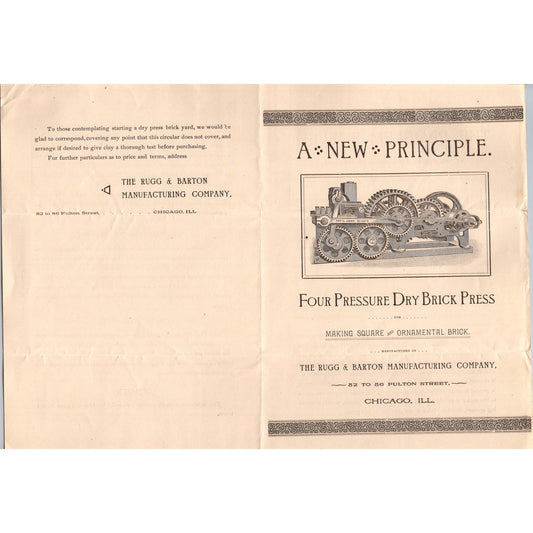 1880s The Rugg & Barton Mfg Co Four Pressure Dry Brick Press Brochure K23