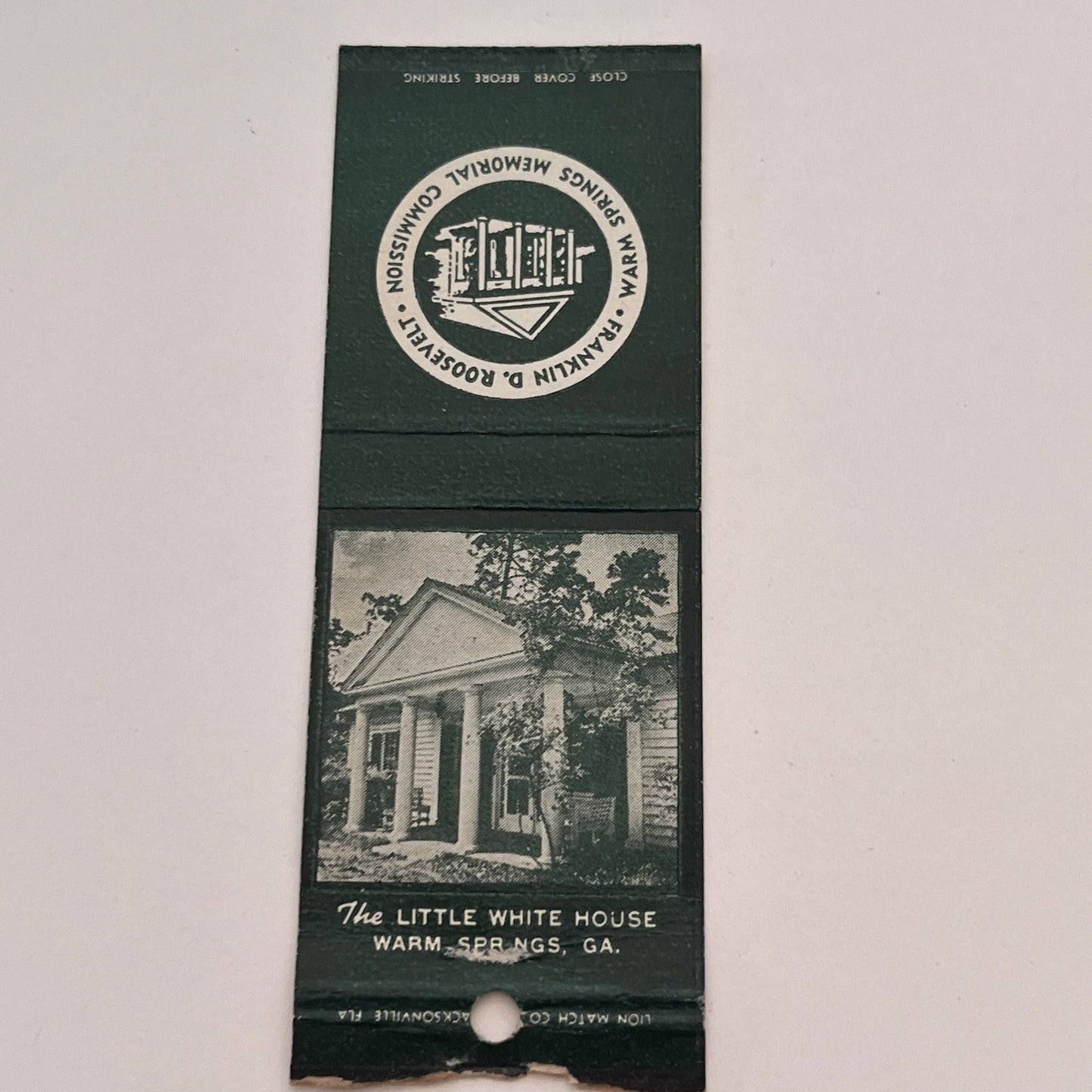 The Little White House Warm Springs GA FDR Vintage Matchbook Cover TB6-MB2-3