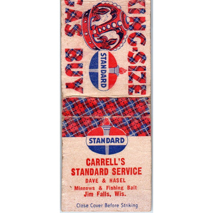 Carrell's Standard Oil Service Dave & Hasel Jim Falls WI Matchbook Cover SD4-Y10