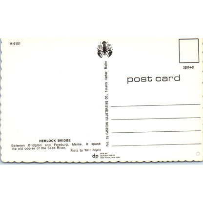 Hemlock Bridge Bridgton Fryeburg Maine Covered Bridge Postcard PB13