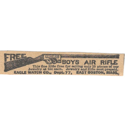 Eagle Watch Co Boston MA Boys Air Rifle Giveaway 1923 Magazine Ad Clip AE1-8