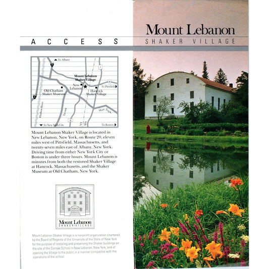 Vintage Mount Lebanon Shaker Village New Lebanon NY Travel Brochure TF4-B2