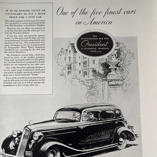 Studebaker Champion President Automobile 1935 Ad V1-5
