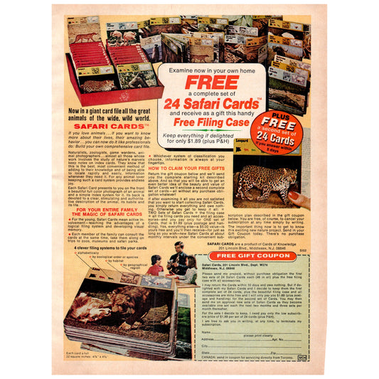 Collectible Safari Card Set Promo - Safari Cards Middlesex NJ 1977 Ad D25