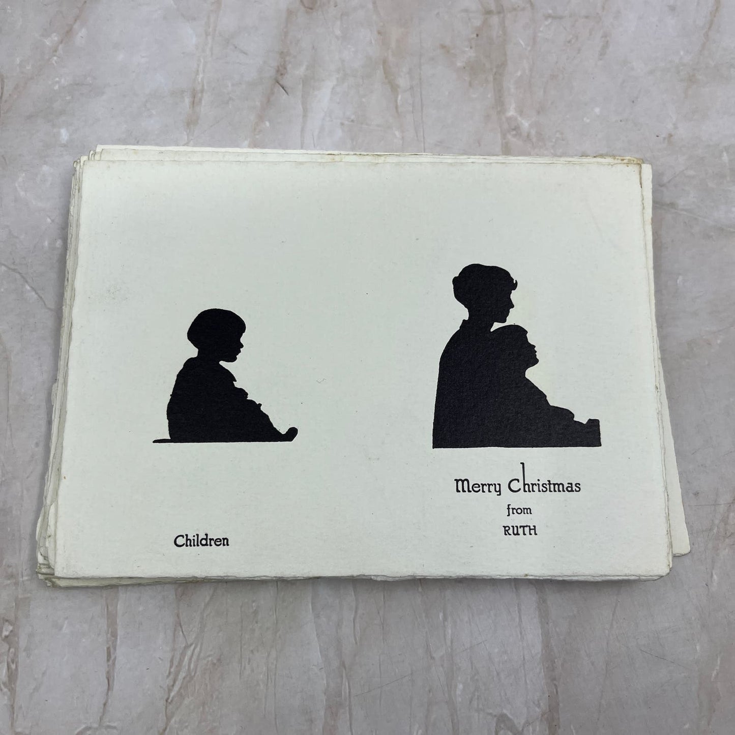 Vintage Lot 25 Silhouette Cards “Merry Christmas From Ruth and the Children” TI9