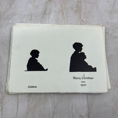 Vintage Lot 25 Silhouette Cards “Merry Christmas From Ruth and the Children” TI9