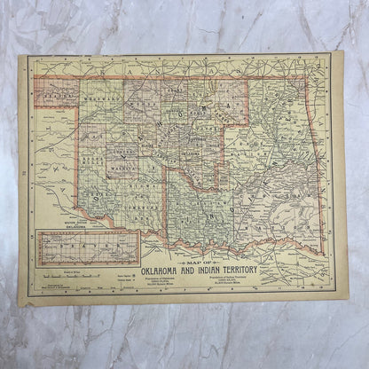 1899 Map of Oklahoma and Indian Territory 10x13 Original Map Engraving FL6-8