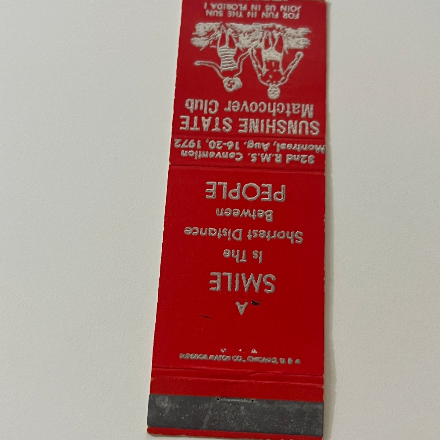 Sunshine State Matchcover Club RMS Convention 1972 Vintage Matchbook TB6-MB2-5