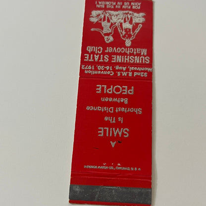 Sunshine State Matchcover Club RMS Convention 1972 Vintage Matchbook TB6-MB2-5