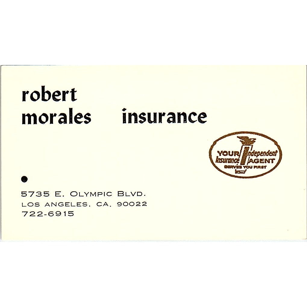 Robert Morales Ins Los Angeles Vintage Business Card SD9-B9