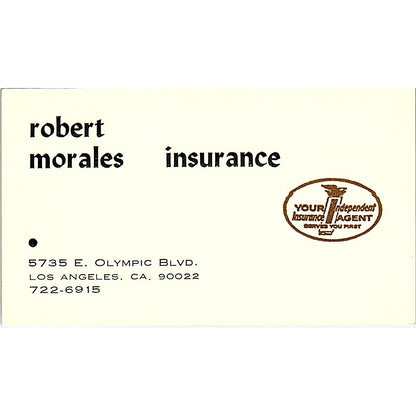 Robert Morales Ins Los Angeles Vintage Business Card SD9-B9