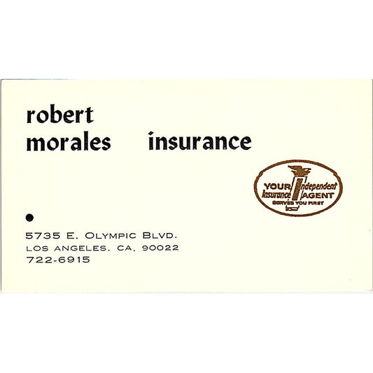 Robert Morales Ins Los Angeles Vintage Business Card SD9-B9