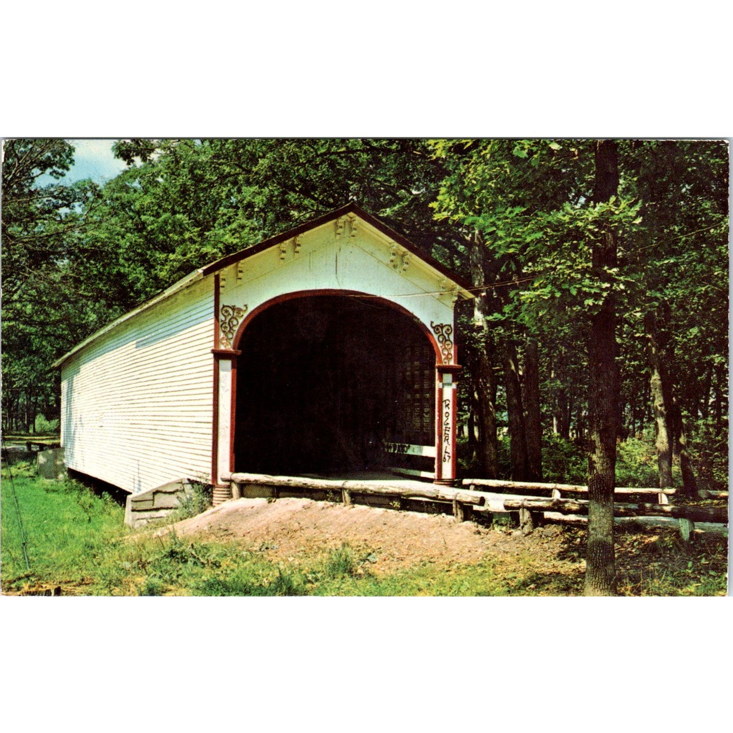 Crown Point Bridge Lake County Indiana Covered Bridge Postcard PB13