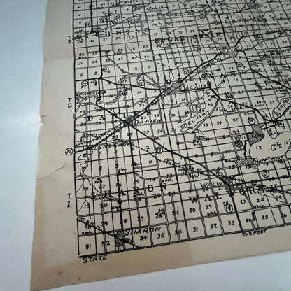 1920s Walworth County Wisconsin Full County Fold Out Plat Map 13.25" K28