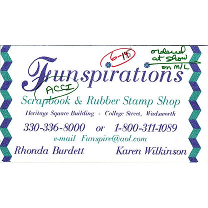 Funspirations Rhonda Burdett Karen Wilkinson Wadsworth Business Card SC9-B9