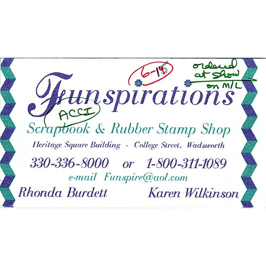 Funspirations Rhonda Burdett Karen Wilkinson Wadsworth Business Card SC9-B9
